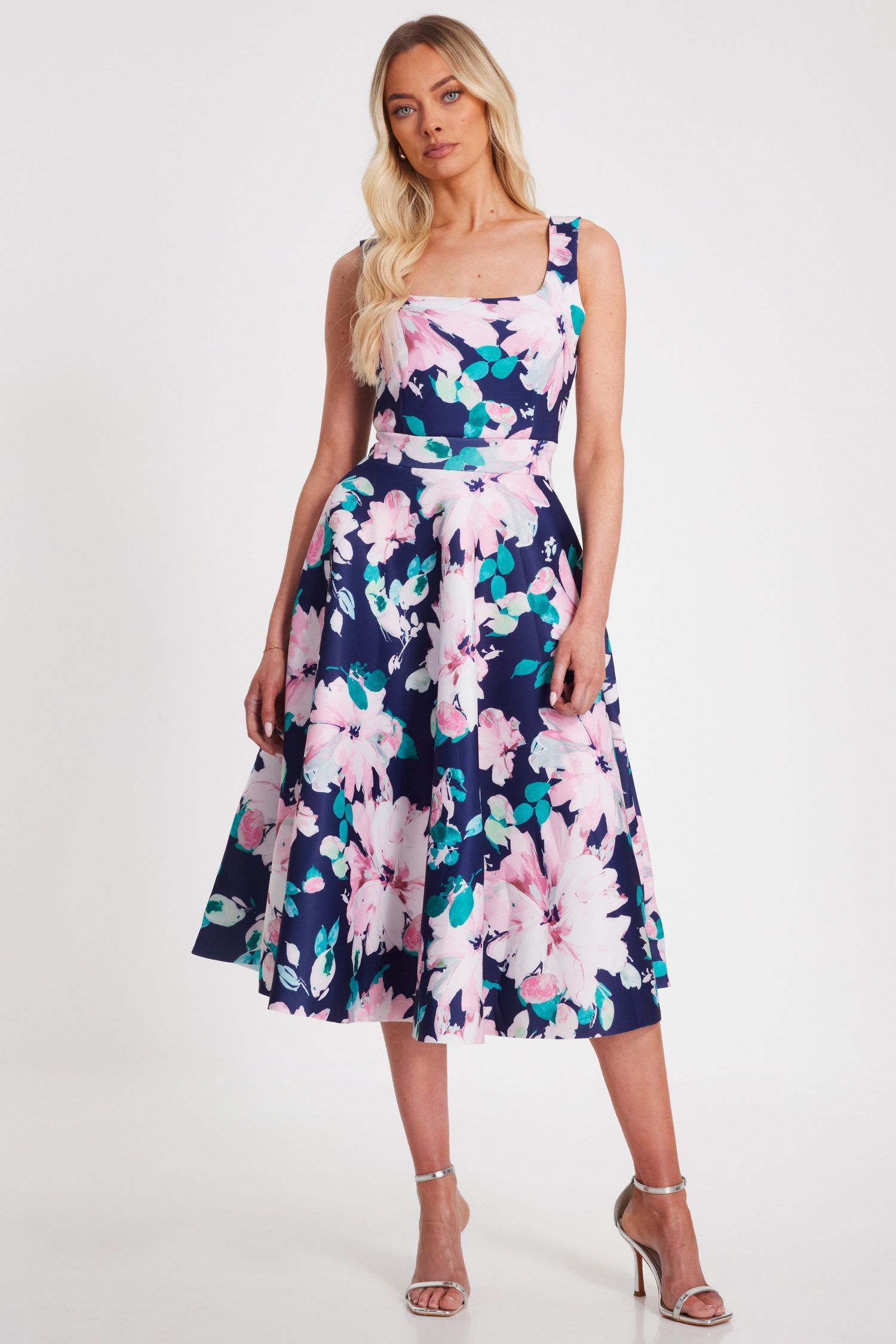 Women's Square Neck Skater Midaxi Dress