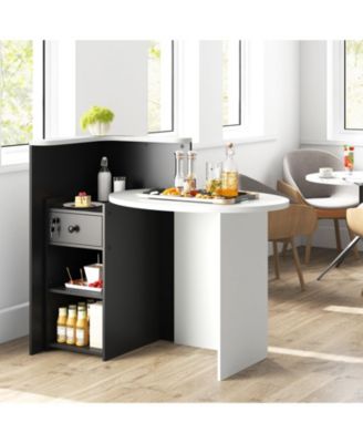 Reception Office Desk with Open Shelf and Lockable Drawer