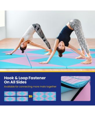 4-Panel PU Leather Folding Exercise Gym Mat with Hook and Loop Fasteners