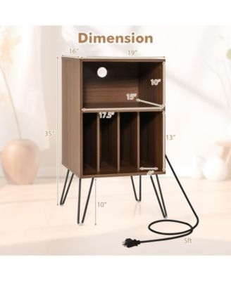 Record Player Stand with Charging Station for Living Room Bedroom