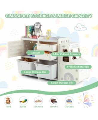 Toddler Truck Storage Organizer with Plastic Bins