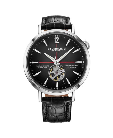 Мужские часы Stuhrling 1021 Quasar Skeleton Automatic 42mm Watch, цвет: Чёрный