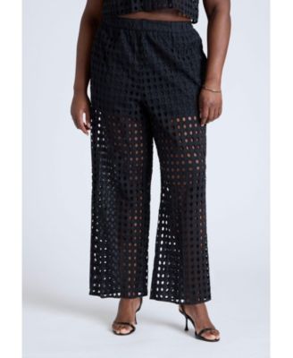 Women's Plus Size Sheer Eyelet Pant