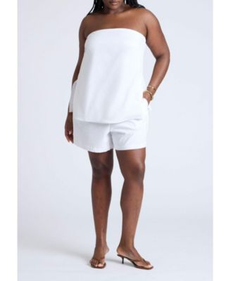 Women's Plus Size Linen Column Tube Top