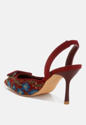 Womens Miraya Embroidered Buckle Detail Stiletto Heels