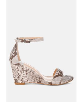 Rag and Co Womens Kodor Snake Print Slim Wedge Sandals