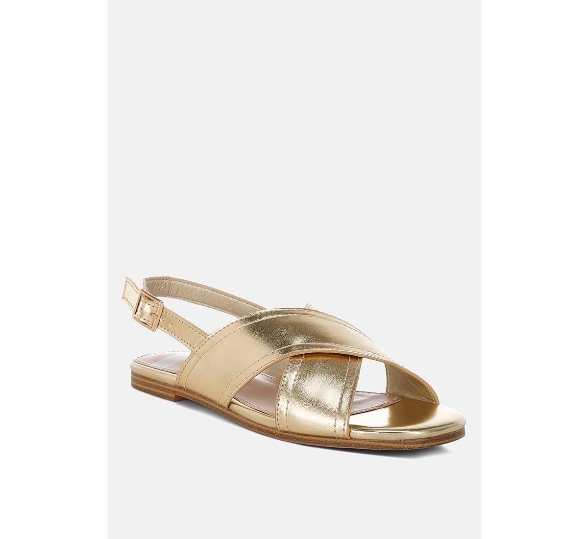 Kanon Metallic Pleather Criss-Cross Flats - Silver