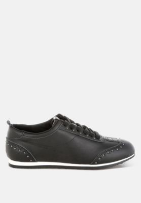 Womens Odaya Studded Real Soft Leather Sneakers