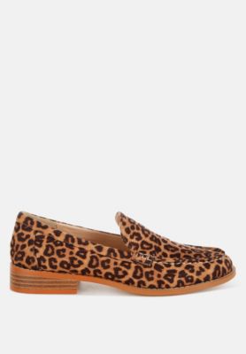 Rag and Co Womens Cacani Leopard Print Heeled Loafers