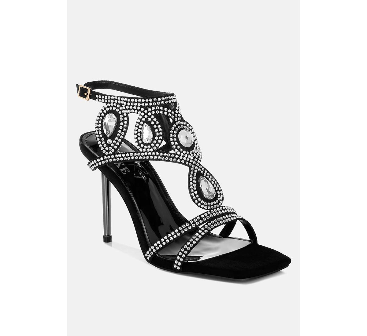 Fialka Diamante & Rhinestones Stiletto Sandals - Lilac
