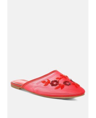 Nahra Mesh Sequin Beaded Mules