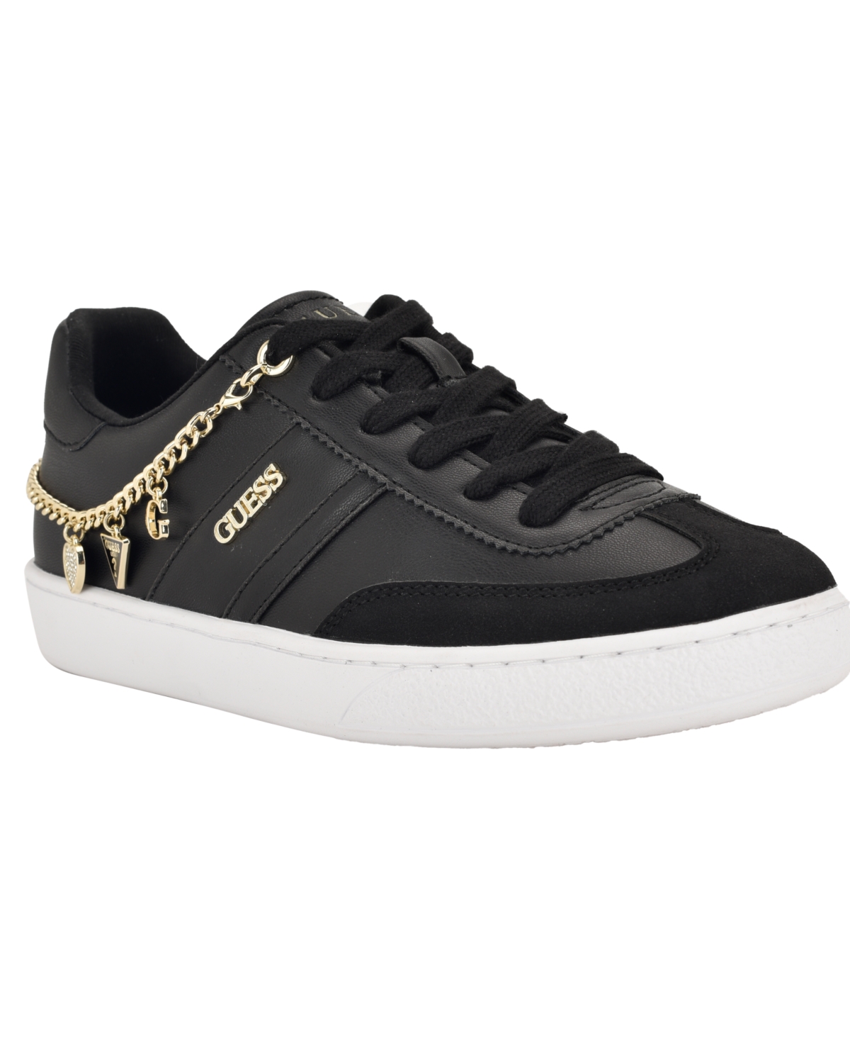 Guess Women's Naoko Charms Lace-up Court Sneakers In Black