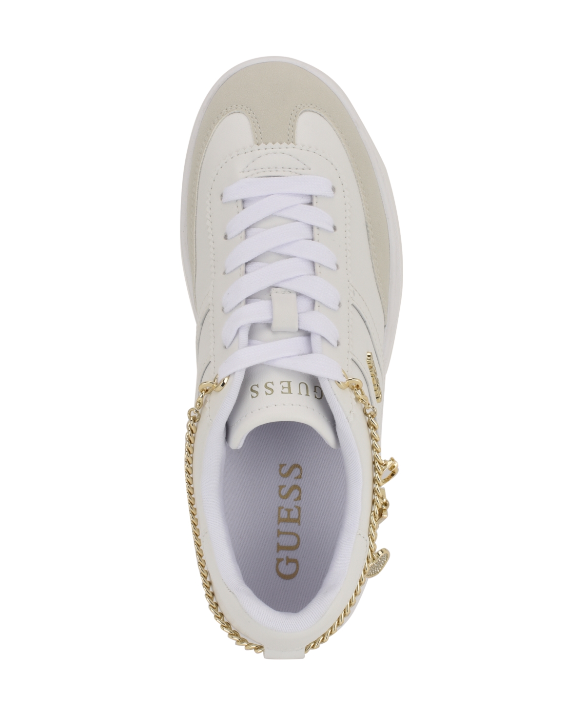 Guess Women's Naoko Charms Lace-up Court Sneakers In White
