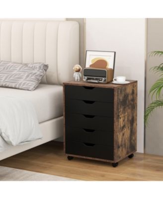 5 Drawer Mobile Lateral Filing Storage Home Office Floor Cabinet with Wheels