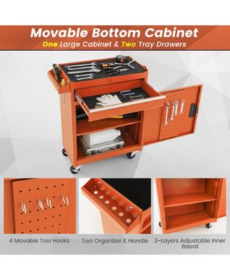 2-in-1 Rolling Tool Chest with 5 Sliding Lockable Drawers
