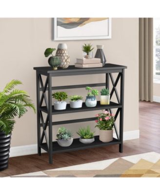 3-Tier Wooden Multi-Functional X-Design Etagere Storage Bookshelf
