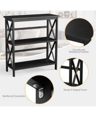 3-Tier Wooden Multi-Functional X-Design Etagere Storage Bookshelf