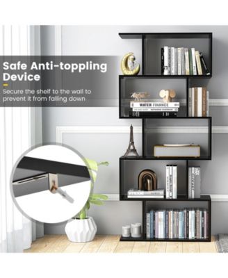 5-Tier Bookshelf with Anti-Toppling Device for Living Room Home Office