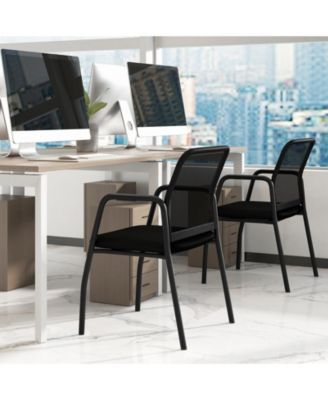 Waiting Room Chair Set of 2 Office Guest Chairs with Ergonomic Mesh Backrest