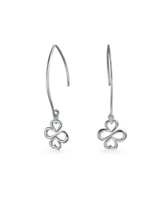 Ayllu Amulet Talisman Inspirational Intertwine Symbol Flower Infinity Clover Wire Threader Earrings .925 Sterling