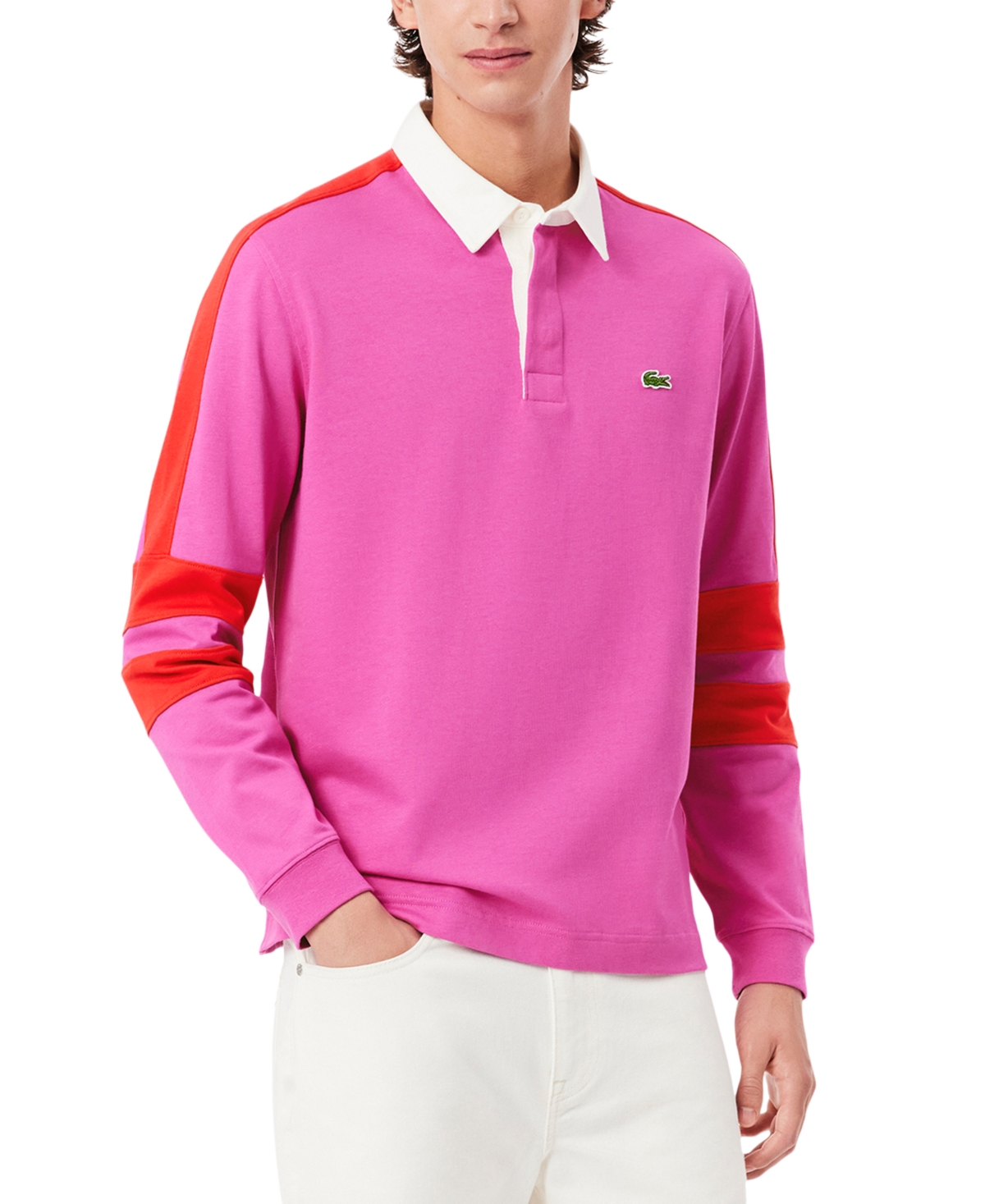 Men's Classic-Fit Stripe Polo Sweatshirt - I1l-malva