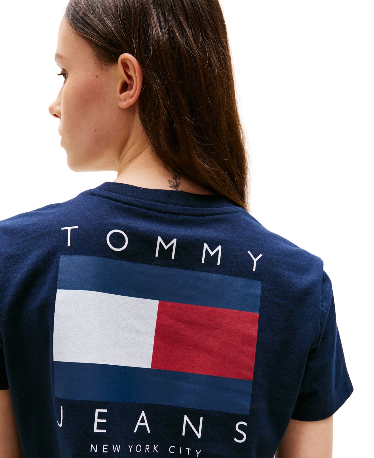 Tommy Jeans Women's Cotton Logo Graphic T-shirt In Dark Night Navy