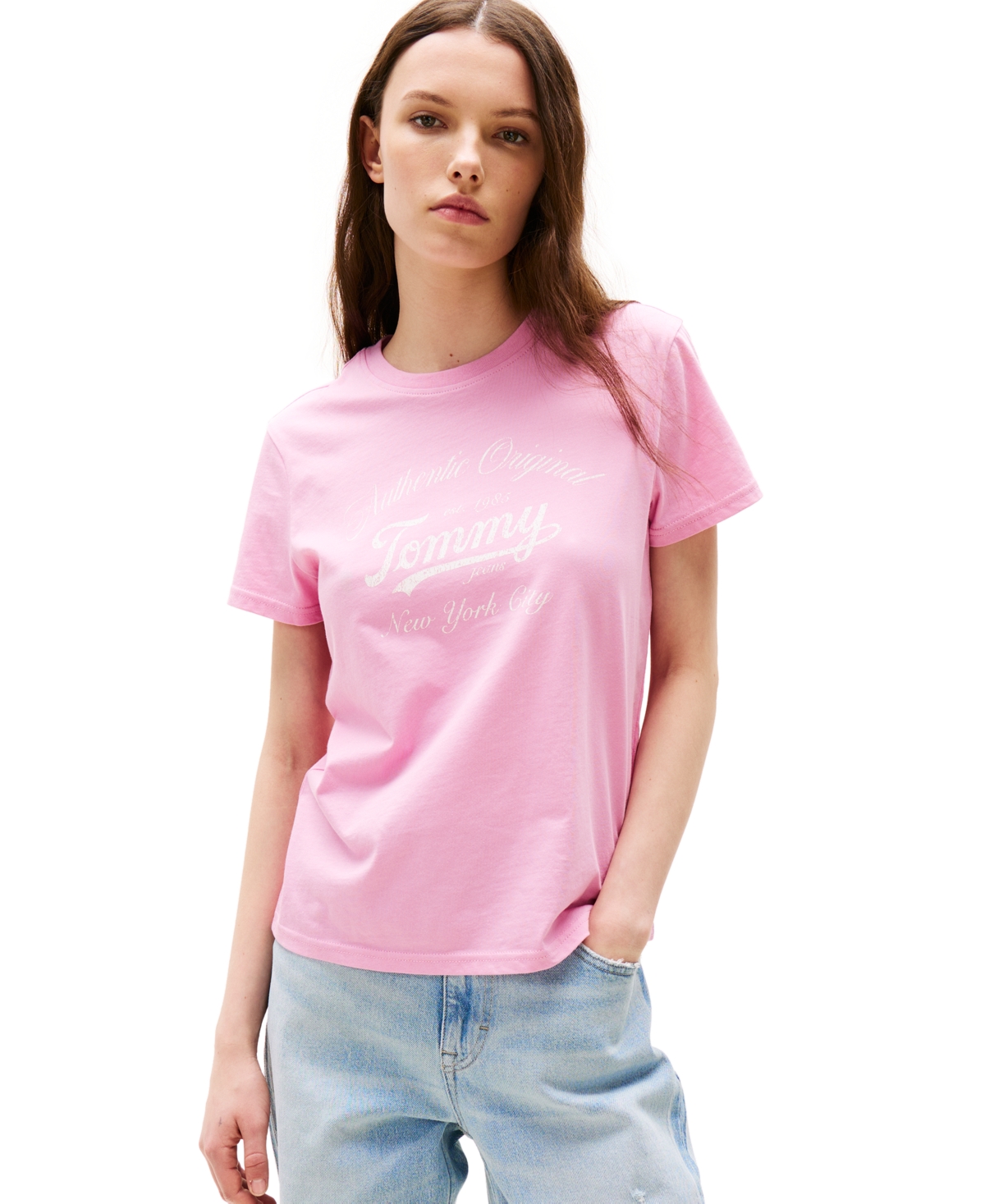 Tommy Jeans Women's Essential Logo Graphic T-shirt In Carnival Pink