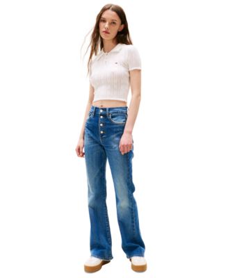 売れ筋商品|||トミーヒルフィガー ニット&セーター アウター レディース Women's Pointelle Cropped Polo Sweater ECRU Tommy Jeans Women's Pointelle Cropped Polo Sweater - Macy's