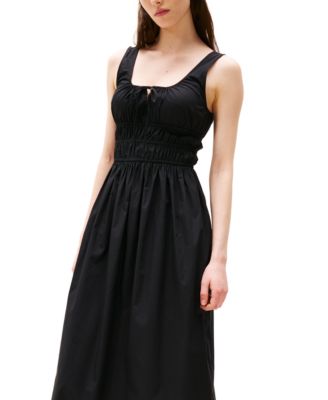 Women's Cotton Smocked-Waist Midi Dress