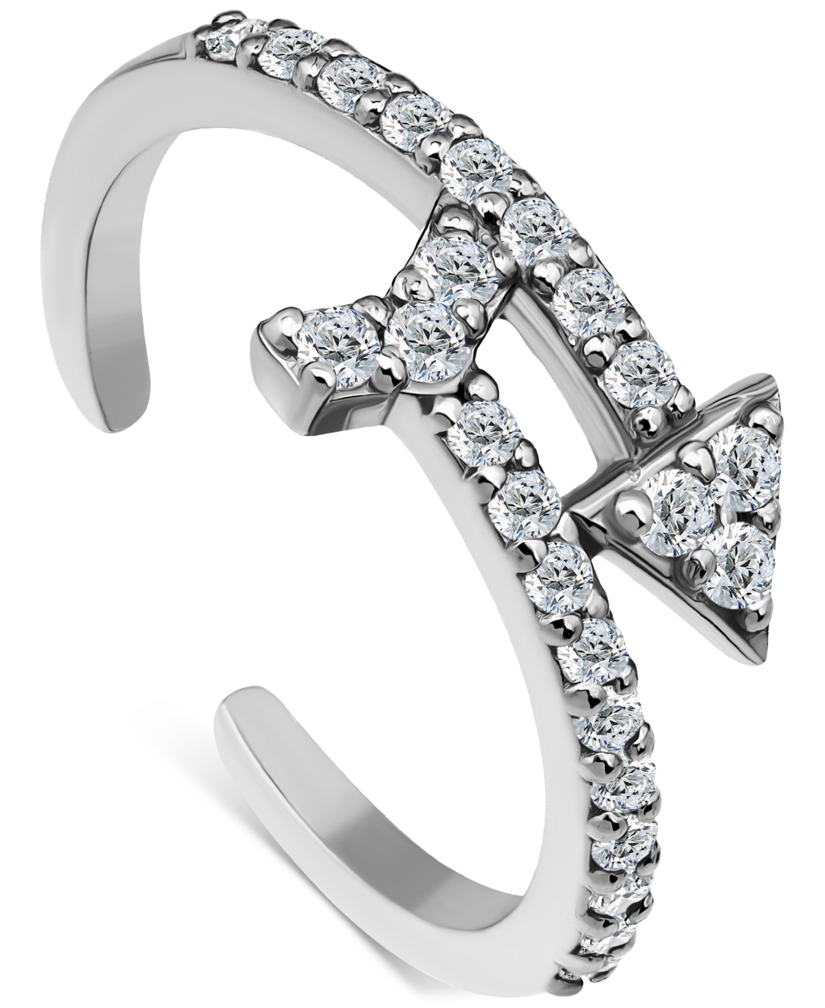 GIANI BERNINI CUBIC ZIRCONIA ARROW BYPASS ADJUSTABLE TOE RING IN STERLING SILVER (ALSO IN 18K GOLD-PLATED STERLING 