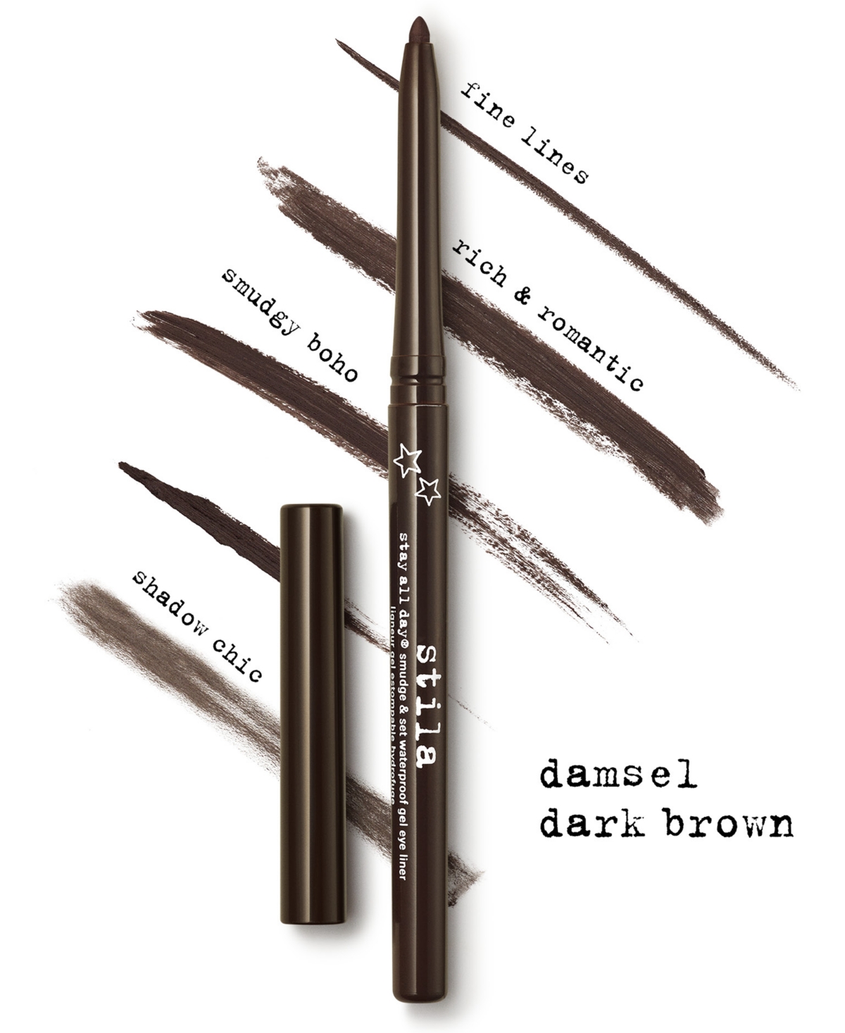 Stila Stay All Day Smudge & Set Waterproof Gel Eye Liner In Damsel Dark Brown