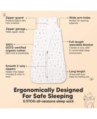 2-Pack Snooze Baby Sleep Sacks, Cotton Wearable Blanket, Soft Toddler Sleeping Bag, Smooth Zipper