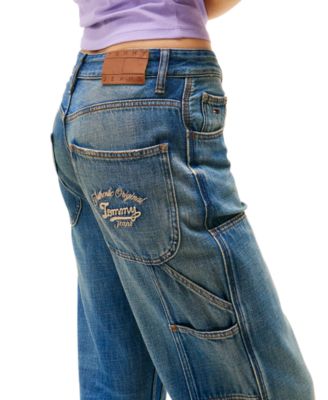 Women's Mia Cotton Mid-Rise Relaxed Straight Carpenter Jeans 