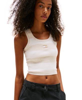 Women's Cotton Cropped Striped Tank