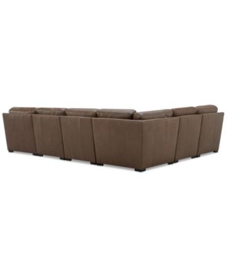 Radley Roll Arm 132" 6-Pc. Leather Square Corner Chaise Sectional, Exclusively at Macy's