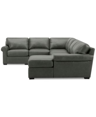 Radley Roll Arm 132" 6-Pc. Leather Square Corner Chaise Sectional