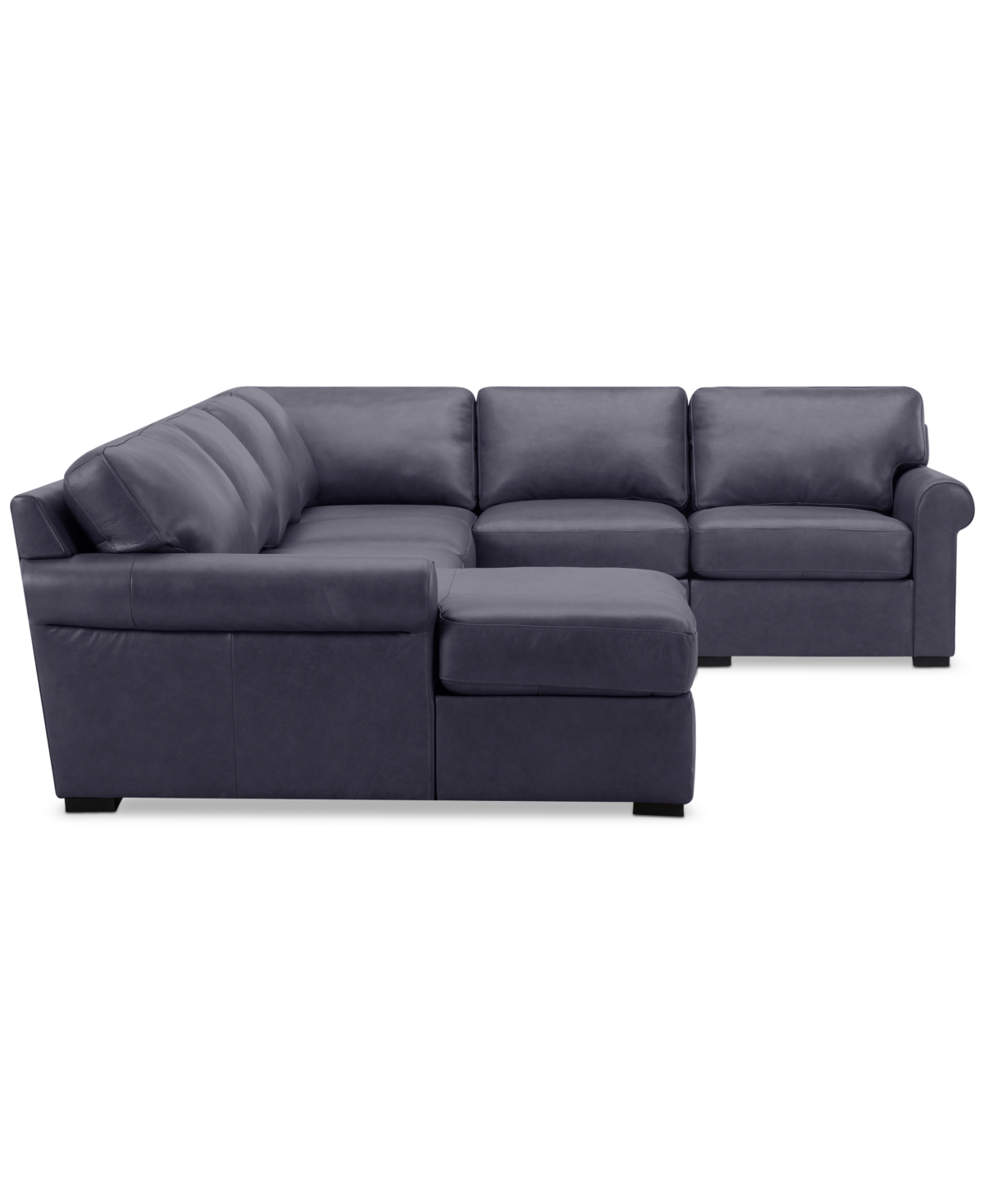 Macy's Radley Roll Arm 132" 6-pc. Leather Square Corner Chaise Sectional, Exclusively At