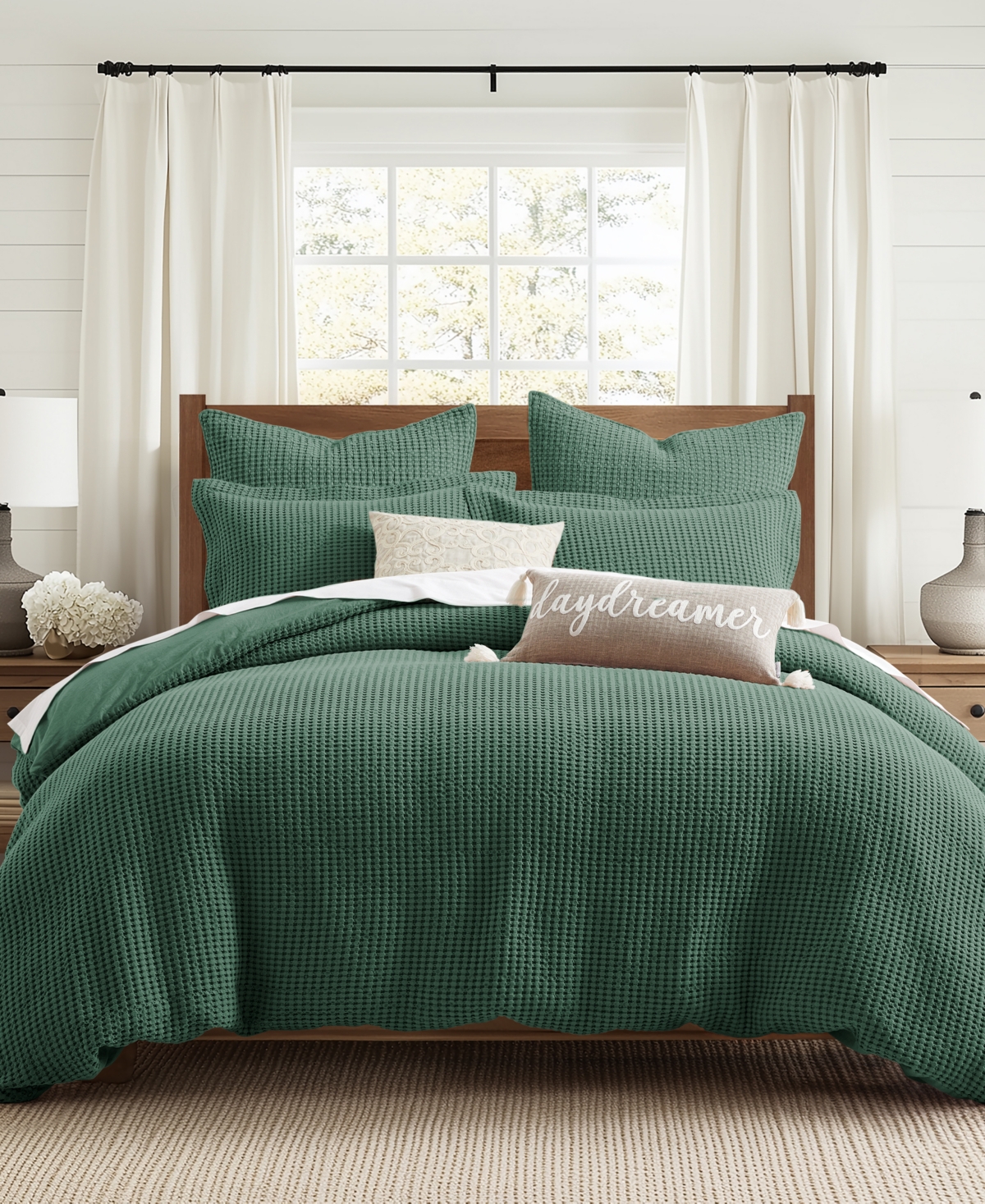 Levtex Mills Waffle Textured 2-pc. Duvet Cover Set, Twin/twin Xl In Forest Green