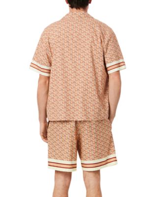 Men's Relaxed-Fit Geo-Pattern Stripe Woven Shorts