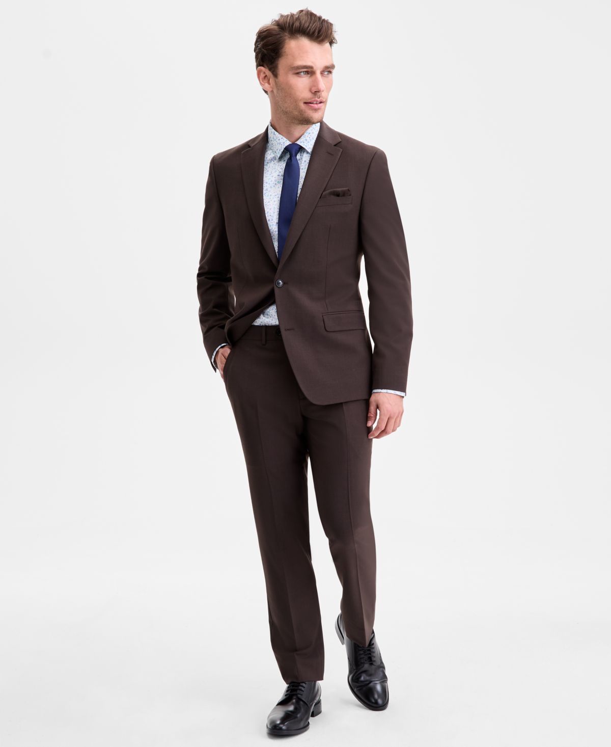 Мужской приталенный костюм из смесовой шерсти с отделкой, эксклюзивно в Macy's