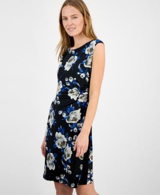 Women's Floral-Print Side-Gathered Dress