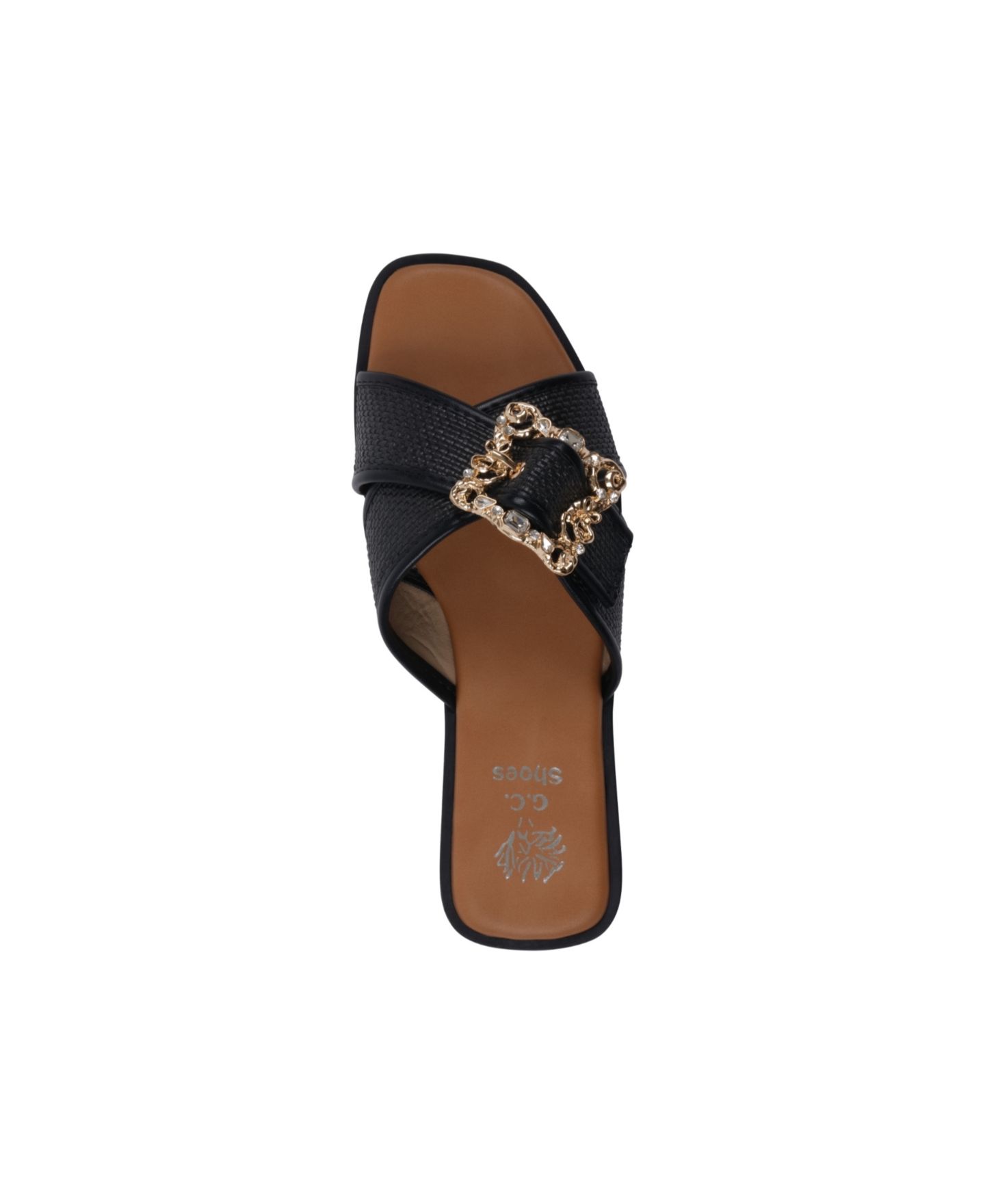 Женские сандалии GC Shoes Ivy Embellished Buckle Slide Flat, цвет: Чёрный — фото 4