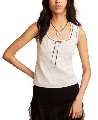 Lucky Brand Women's Scoop-Neck Ribbon-Lace Empire Top - Macy's