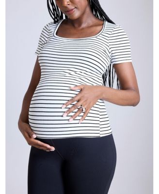 Maternity Square Neck Rib Knit Short Sleeve Top - Motherhood
