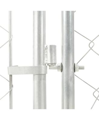 Dog Kennel Silver Galvanized Steel, Polyethylene Large Durable