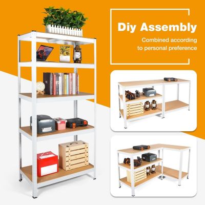 Adjustable 5-Tier Laminated Heavy Duty Metal Storage Shelving Unit