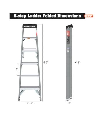 Fibreglass Step Ladder 6-Step 250lbs Gray