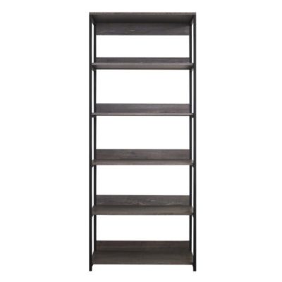 Monica Wood and Metal Walk in Closet Five Shelves Rustic Gray Powder Coated Metal Frame Extra Deep Storage