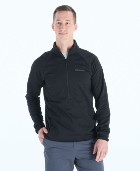 Мужская куртка Marmot Leconte Fleece Half-Zip Logo, цвет: Чёрный