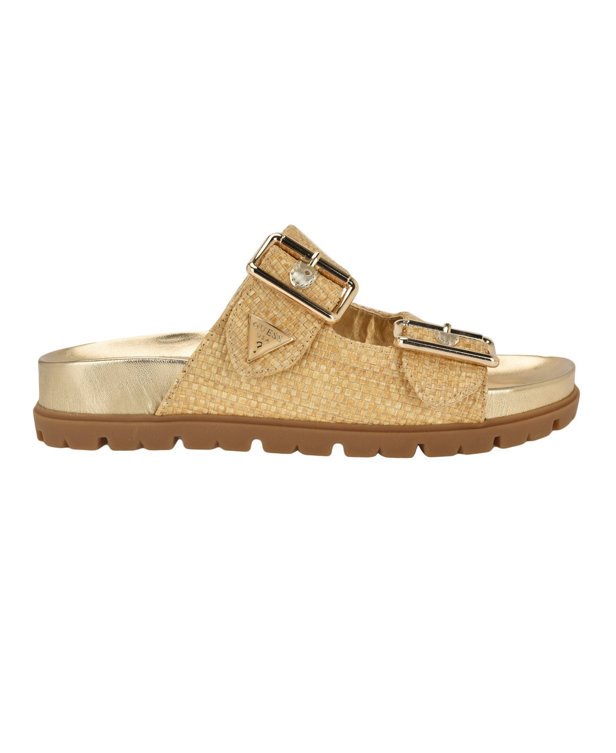 Guess Women's Fasten Double-buckle Footbed Sandals In Natural Woven